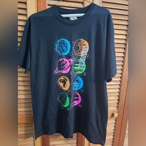 NWT Gildan Heavy Cotton Zodiac Solar System Graphic Tee Large Vintage Astrology